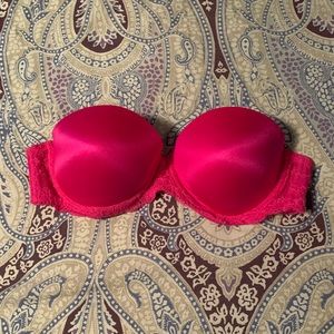 PINK Lace Strapless Bra - 36B